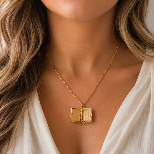 Women's 18K Gold Plated Cross Locket Necklace – Paperclip Chain