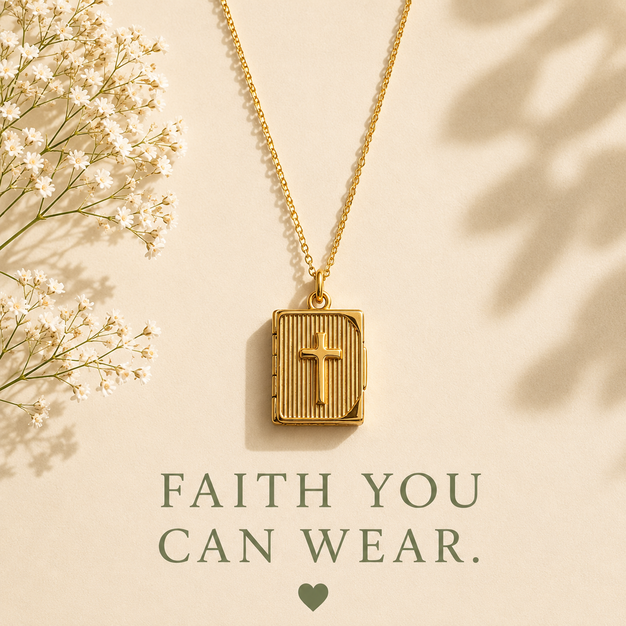 Women's 18K Gold Plated Cross Locket Necklace – Paperclip Chain