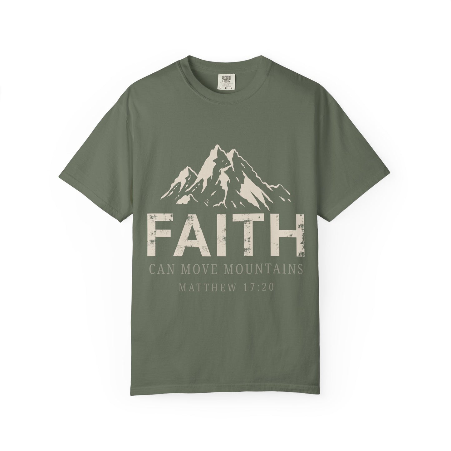 Faith Can Move Mountains – Men's Garment-Dyed Graphic T-Shirt